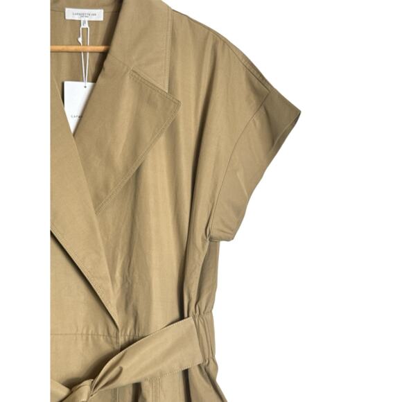 Lafayette 148 New York Women's Short Sleeve Belted Wrap Dress Size L Tan NWT - Picture 3 of 10